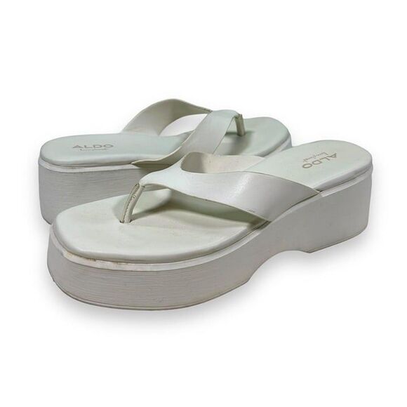 Aldo Delphy Platform Flip‎ Flop Thong Sandals Womens 9 White - Picture 1 of 8